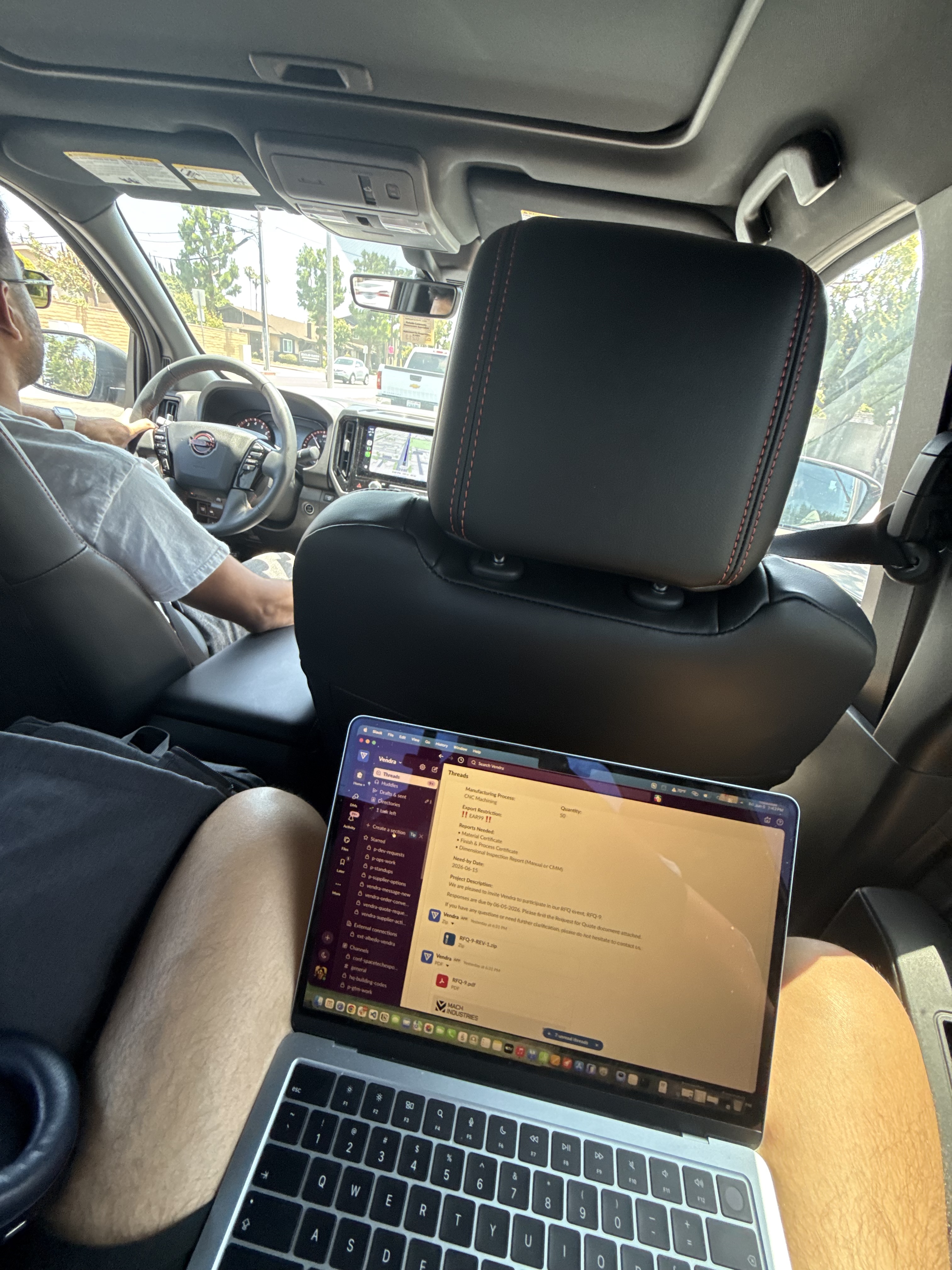 Working on customer orders from the road